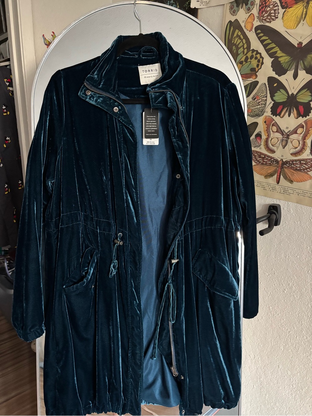 torrid Teal Velvet Trench Coat